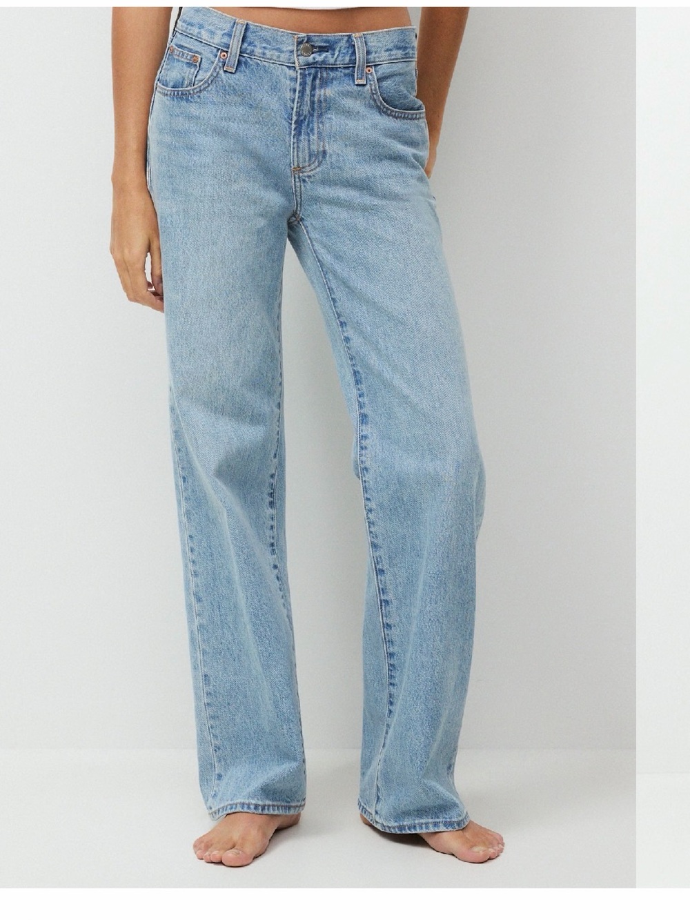 Light Wash Mid-Rise Wide-Leg Jeans